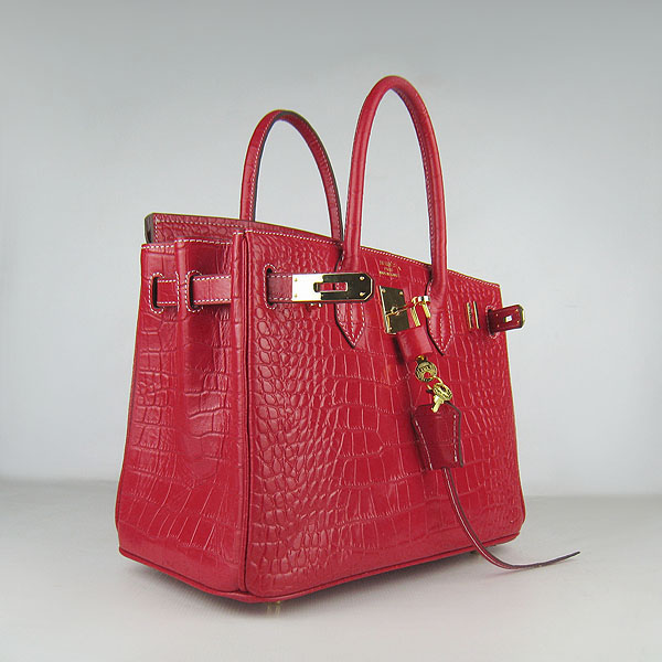 Replica Hermes Birkin 30cm Crocodile Veins Bag Red 6088 On Sale